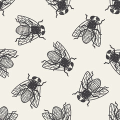 fly bug doodle seamless pattern background