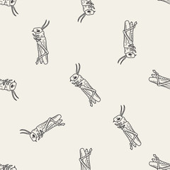 grasshopper doodle seamless pattern background