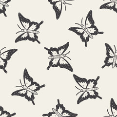 butterfly doodle seamless pattern background