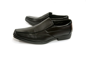 Black glossy man shoe isolated on white background