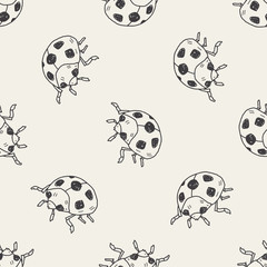 Ladybug doodle seamless pattern background