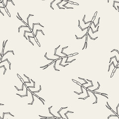 Stick insect doodle seamless pattern background