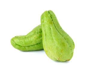 Chayote on white background