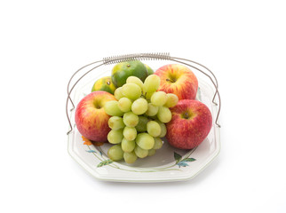 Isolated platter of assorted fruit