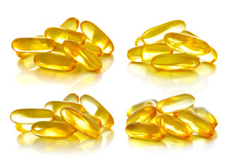 fish oil capsules isolated on a white background