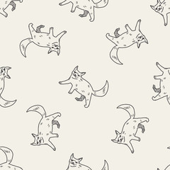 cat doodle drawing seamless pattern background