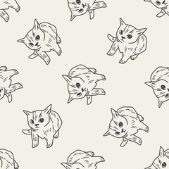 cat doodle drawing seamless pattern background