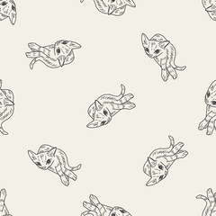Obraz premium cat doodle drawing seamless pattern background
