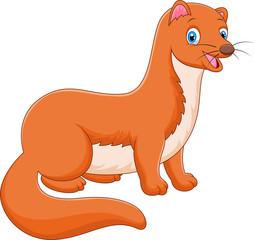 Cartoon Vector Illustration of Cute Weasel Animal