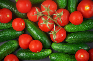 Tomatoes and cucumbers