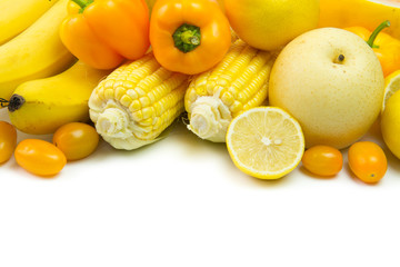 Yellow vegetables and fruits