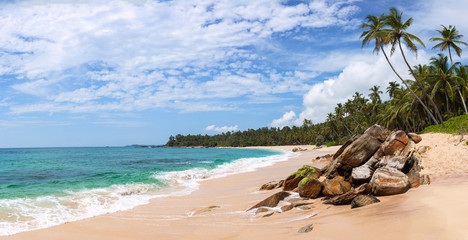 Panorama of beautiful tropical beach in Sri Lanka, Asia