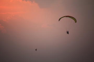 Paramotor and sunset