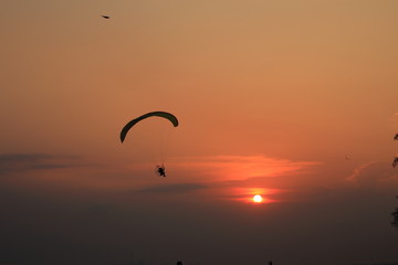 Paramotor and sunset