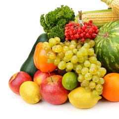 fruits and vegetables isolated on white background