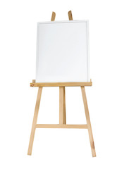Clean canvas or board on a easel isolated
