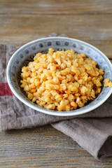 Delicious lentils on the plate