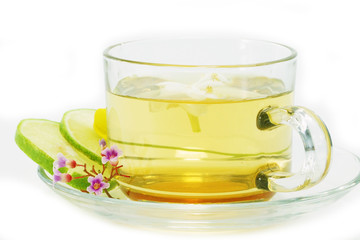 Flower tea mix honey and lemon.