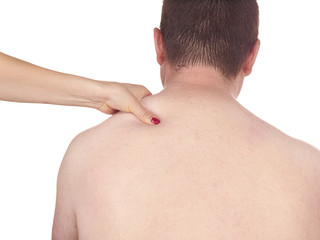 Naklejka premium Physiotherapy for shoulder pain, aches and tension