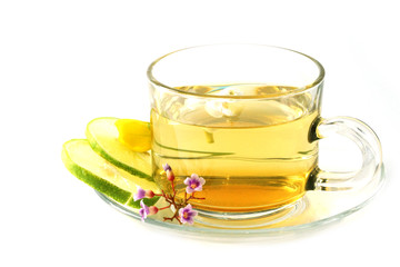 Flower tea mix honey and lemon.