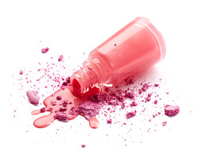 Pink nail polish with eye shadow