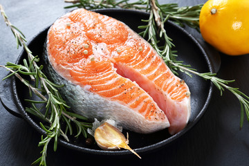 Salmon steak with rosemary