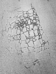 Black and White Street with cracks