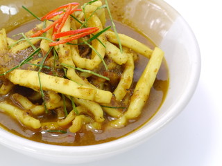 Fried squid curry. Thai food.