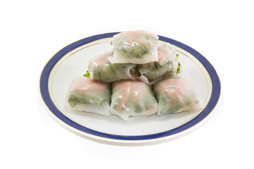 Fresh Vegetable Rice Sheet Rolls for Healthy with Seafood sauce