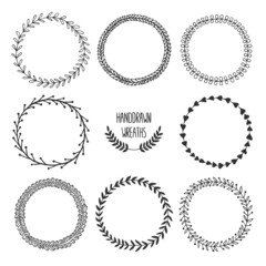 Set of handdrawn wreaths
