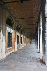 Venice view, colonnade in perspective