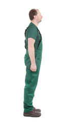 Naklejka premium Man in green overalls.