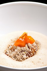 Gourmet dessert with chocolate mousse and fruit jelly