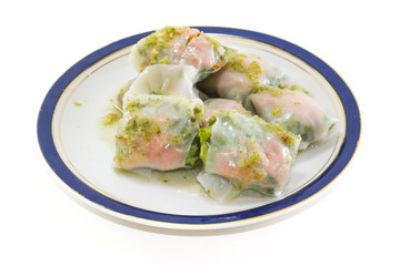 Fresh Vegetable Rice Sheet Rolls for Healthy with Seafood sauce