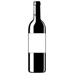 Bottle Of Wine, Icon, Vector, Black, Isolated