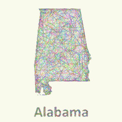 Alabama line art map