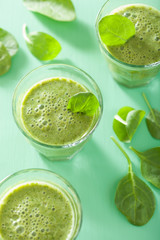 healthy green smoothie with spinach leaves