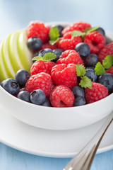 fresh fruit salad with raspberry blueberry apple