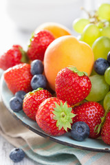 fresh fruits and berries. strawberry blueberry grape apricot