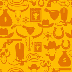 Wild west seamless pattern with cowboy objects and design