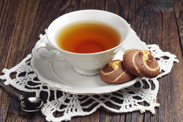 Tea cup and cookies