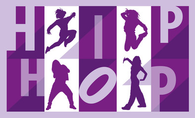Silhouettes of girls dancing hip hop