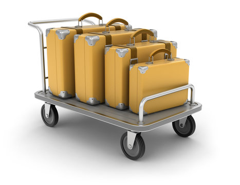 Handtruck and Suitcases (clipping path included)