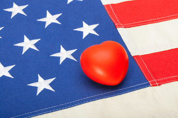 USA flag with heart over it - studio shot
