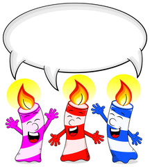 Cartoon Geburtstagskerzen gratulieren, mit Sprechblase 