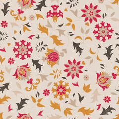 Beautiful seamless pattern with stylized flowers. Vector