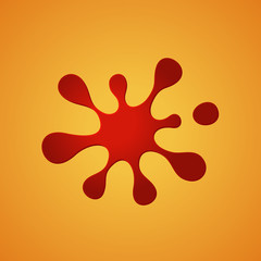 Red Blood or Wine Drop on Orange Background. Vector