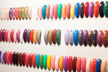 colorful nails in beauty shop