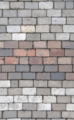 Pavement bricks of grey and pinkish colors as background.