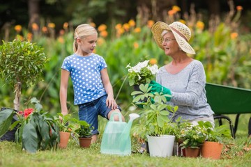 Happy grandmother with her granddaughter gardening © WavebreakmediaMicro